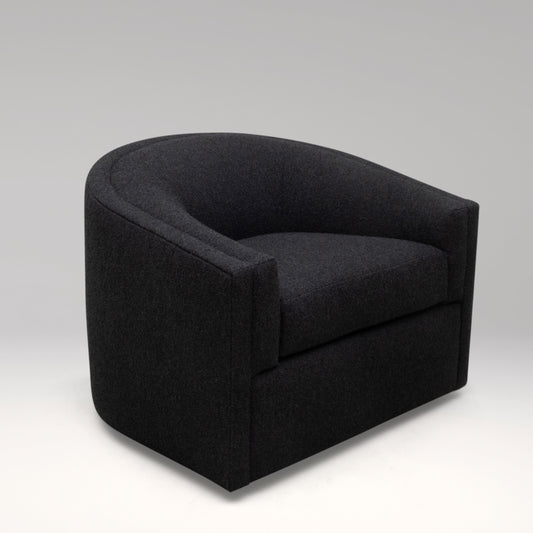Modern Black Boucle Swivel Chair by MOGUL