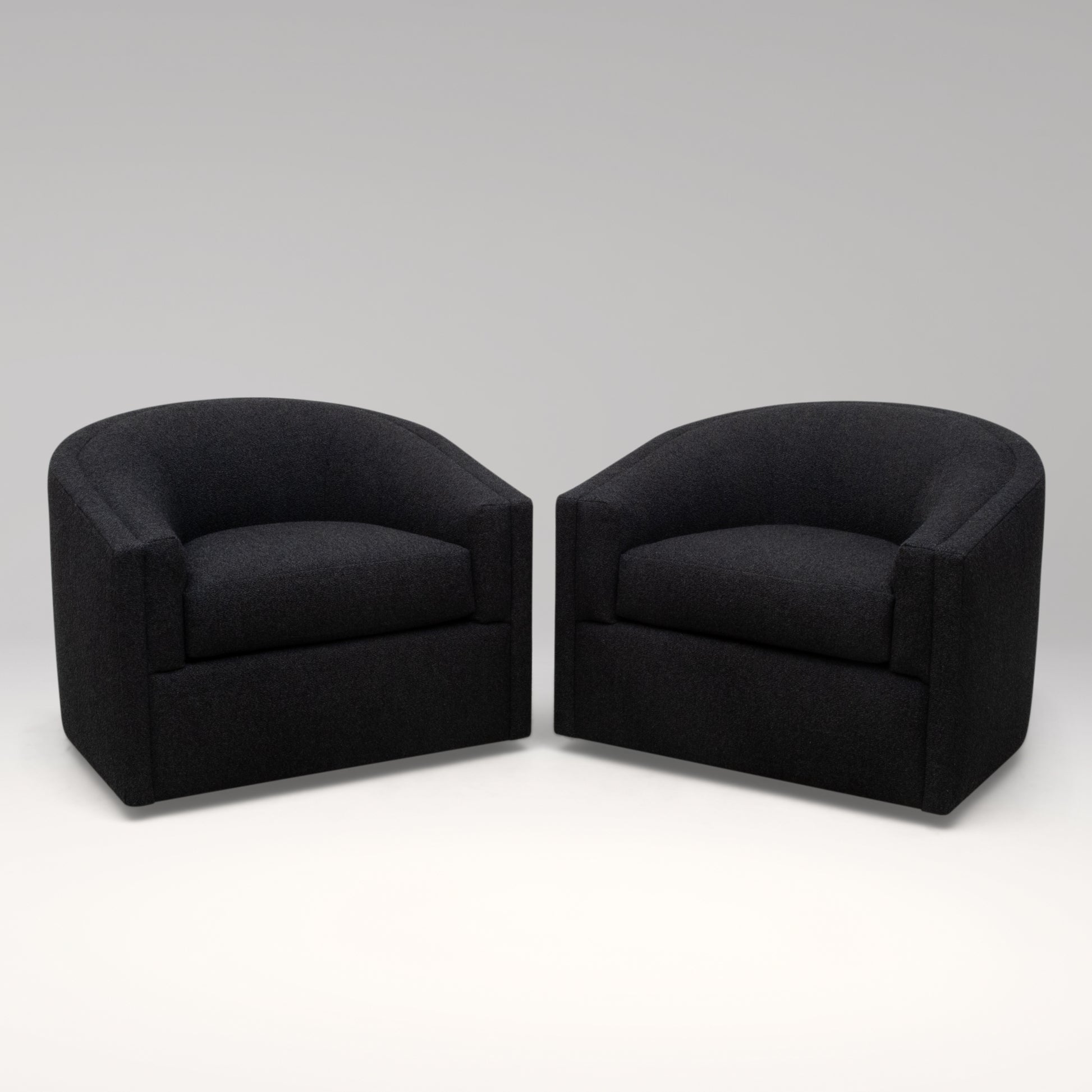 Modern Black Boucle Swivel Chair by MOGUL