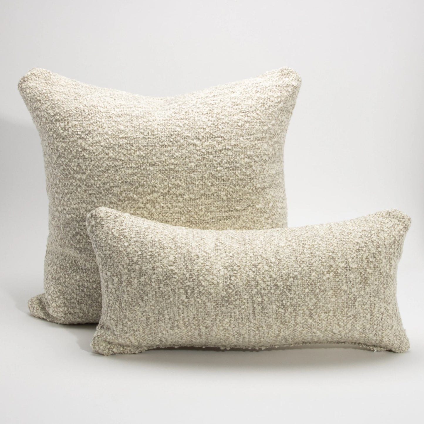 Cream-Grey Boucle Kidney Pillow By MOGUL