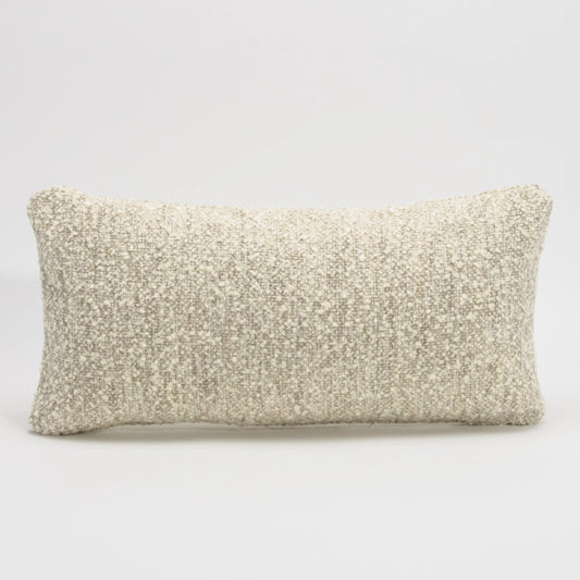 Cream-Grey Boucle Kidney Pillow By MOGUL