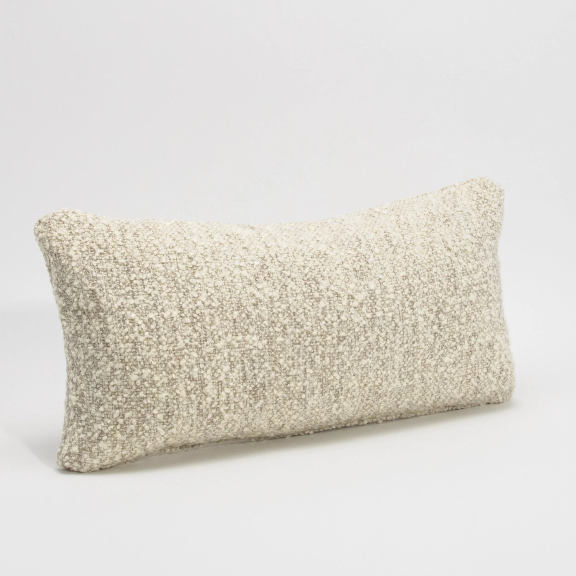 Cream-Grey Boucle Kidney Pillow By MOGUL