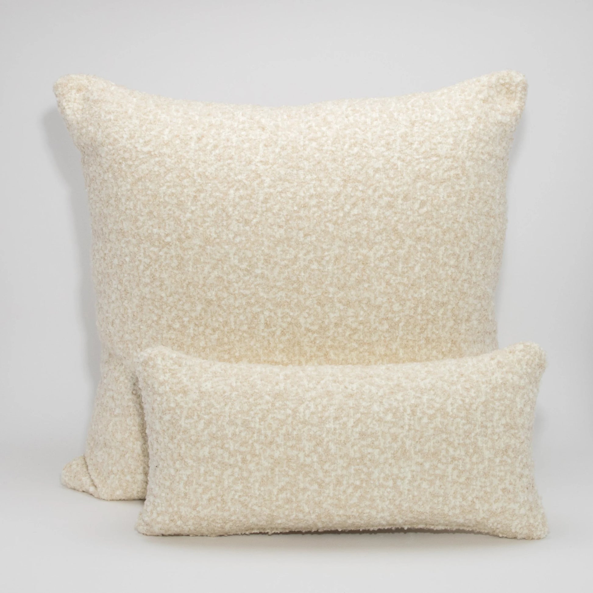 Cream and Tan Boucle Kidney Pillow By MOGUL