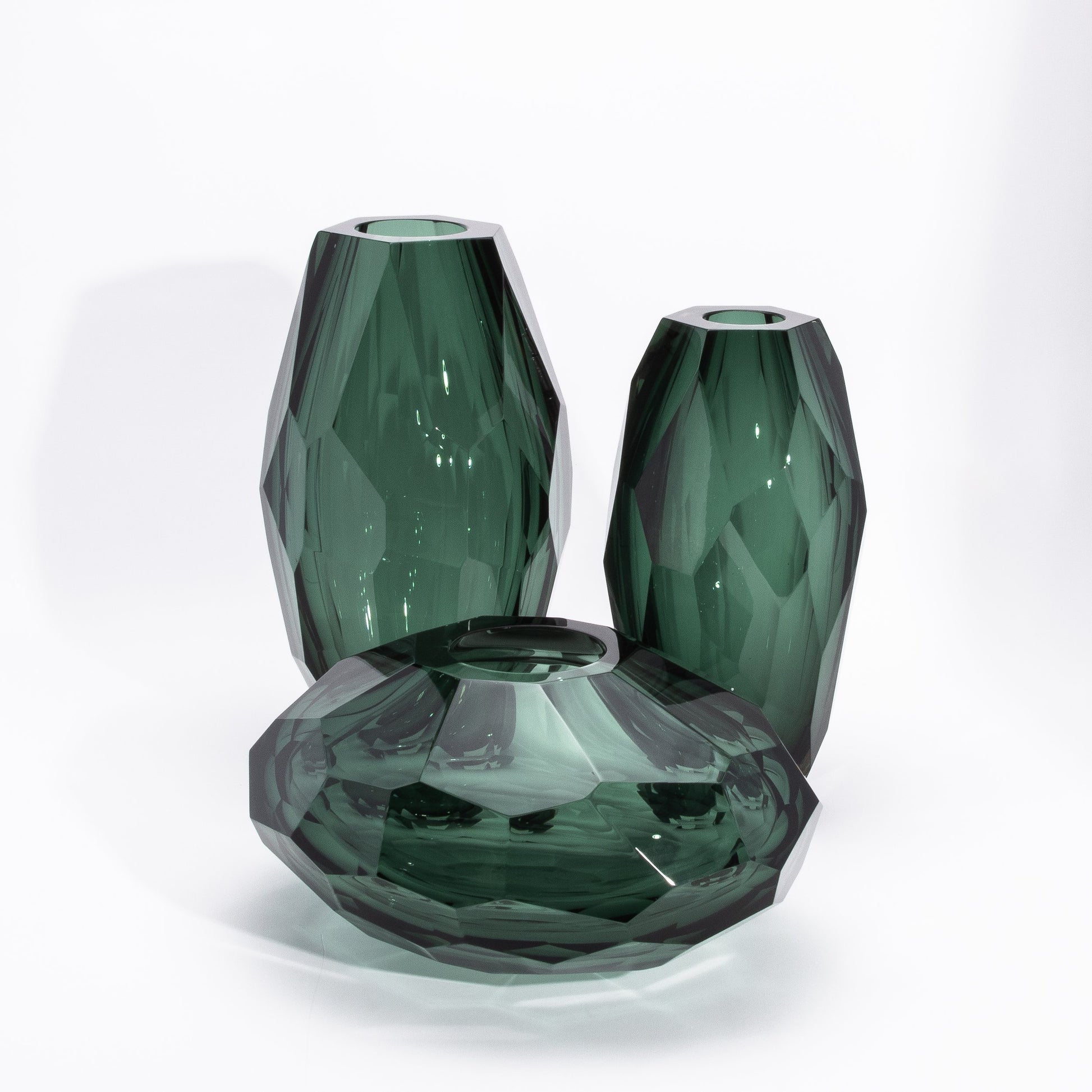 Murano Faceted Vase in Eucalyptus Green