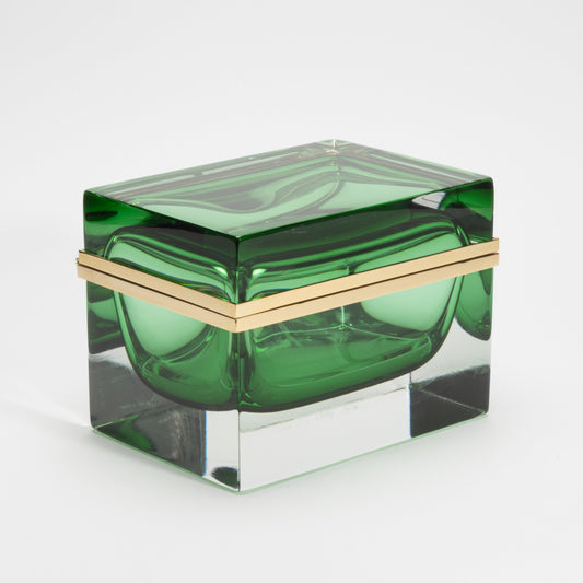 Murano Box in Emerald Green with Brass Fittings