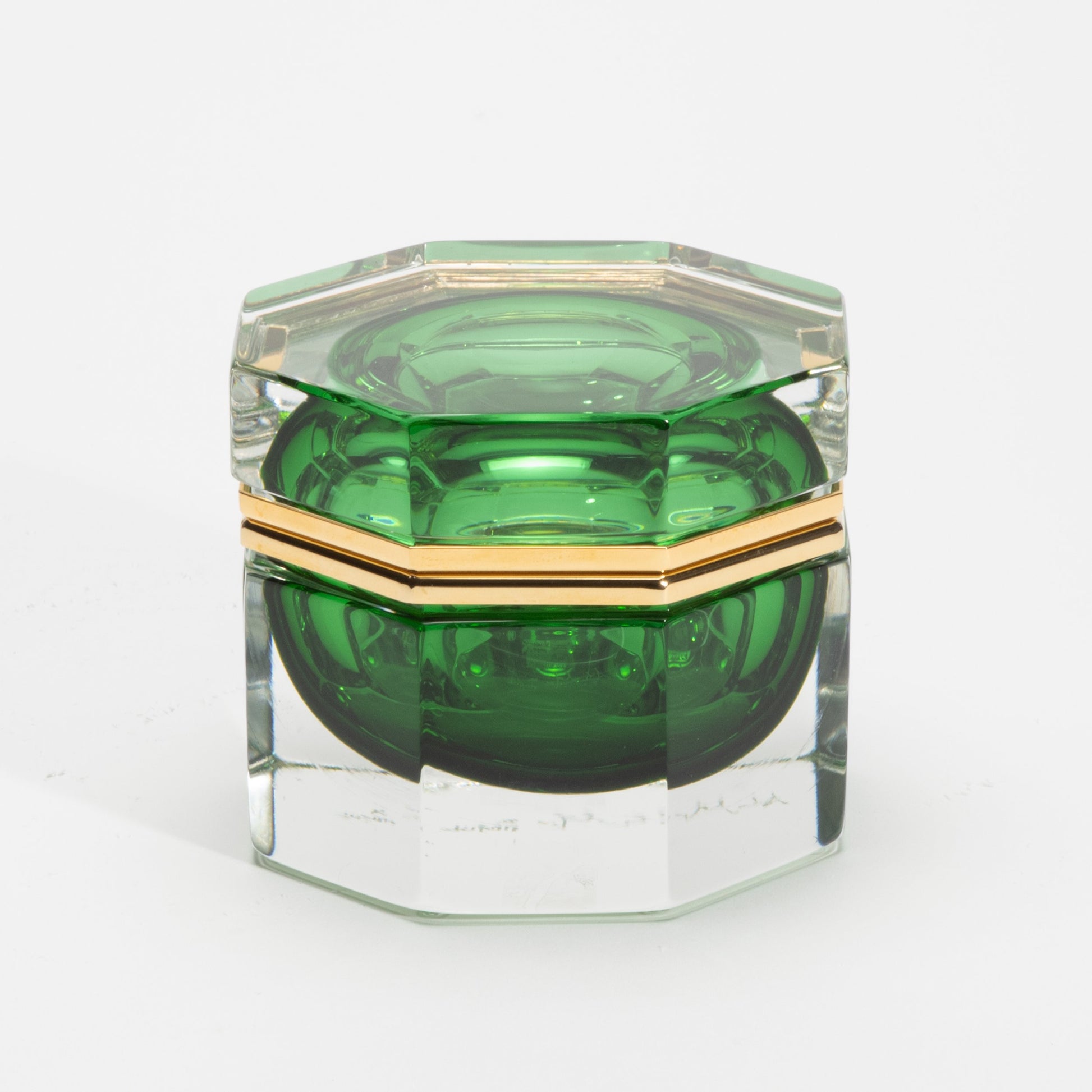 Murano Box in Emerald Green with Brass Fittings