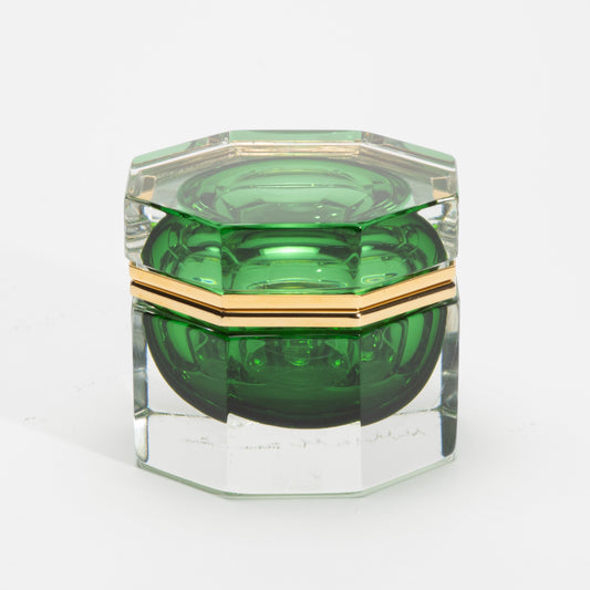 Murano Box in Emerald Green with Brass Fittings