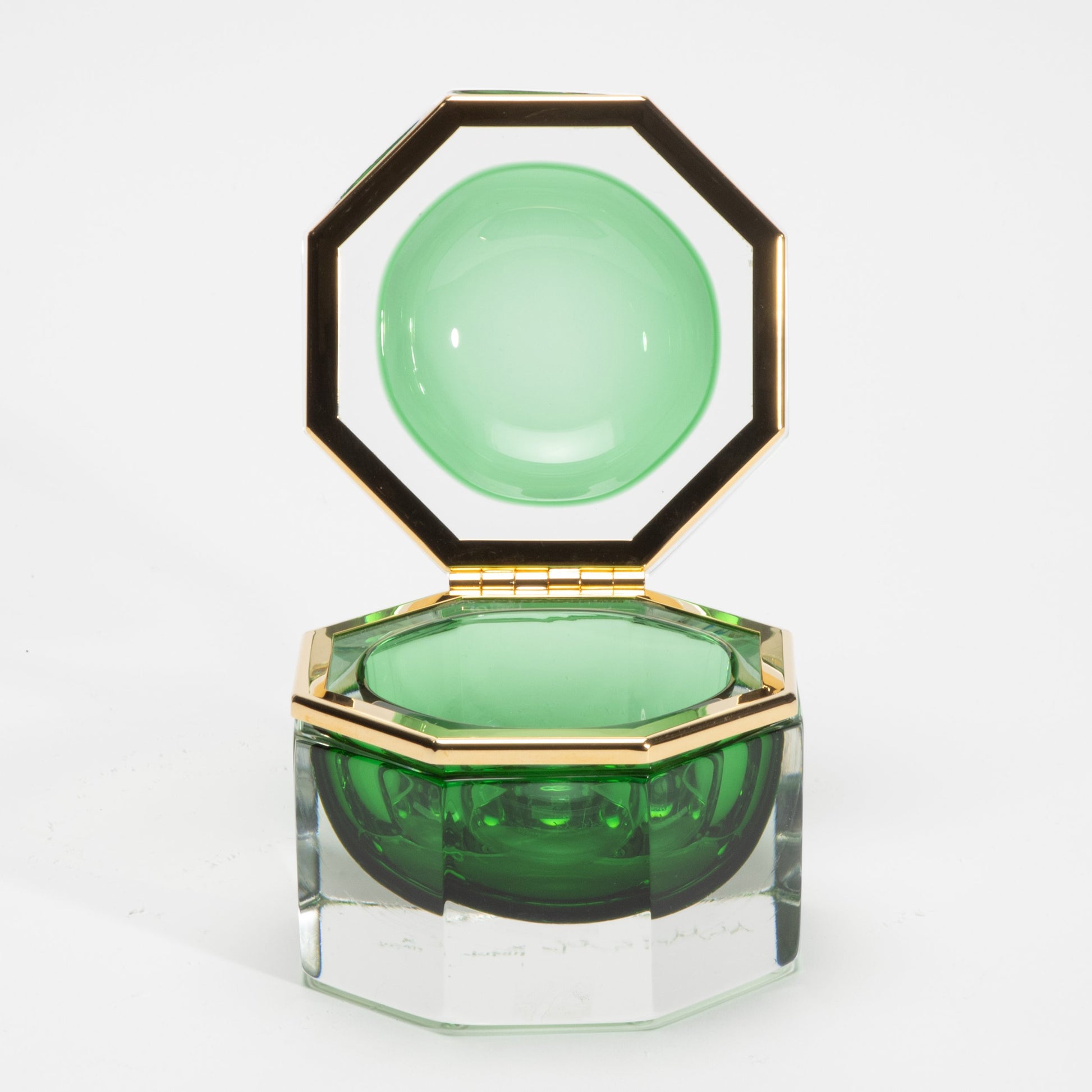 Murano Box in Emerald Green with Brass Fittings
