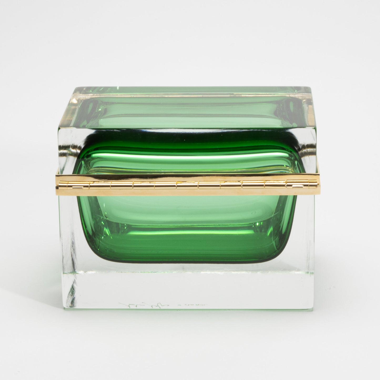 Murano Box in Emerald Green with Brass Fittings