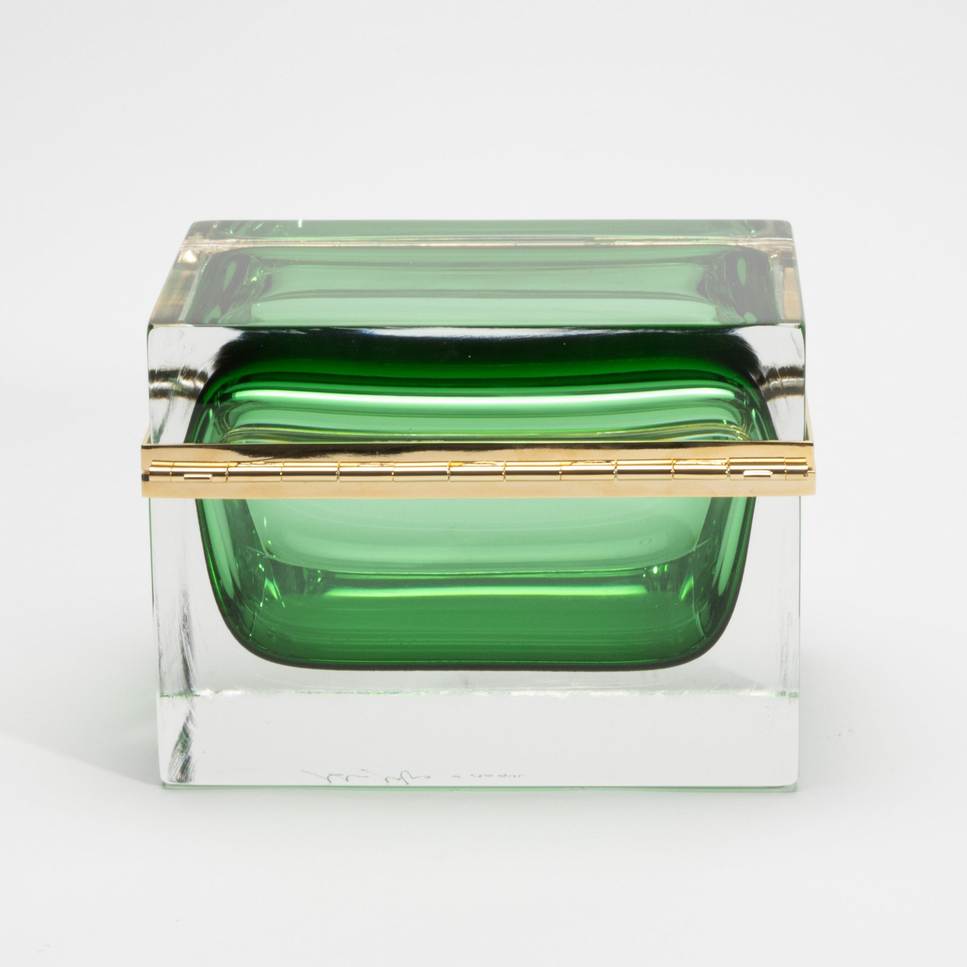 Murano Box in Emerald Green with Brass Fittings