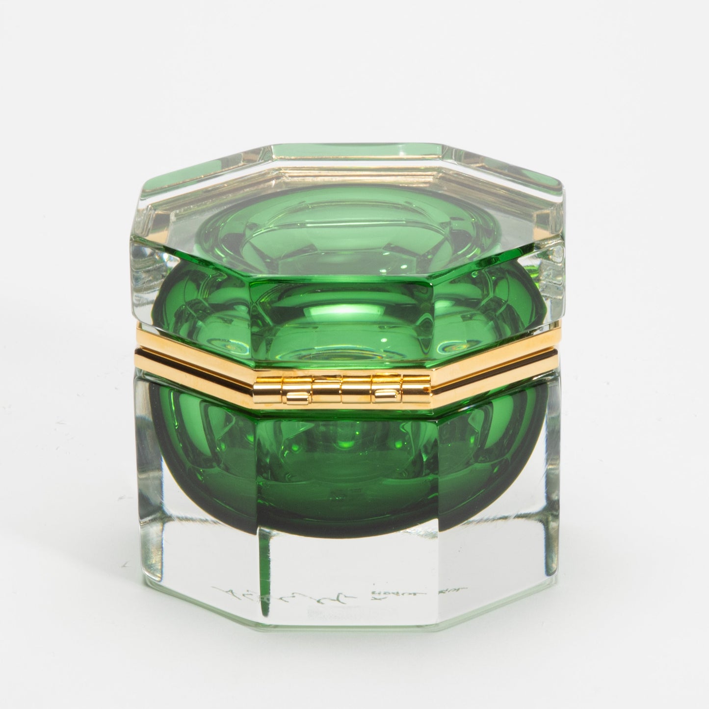 Murano Box in Emerald Green with Brass Fittings