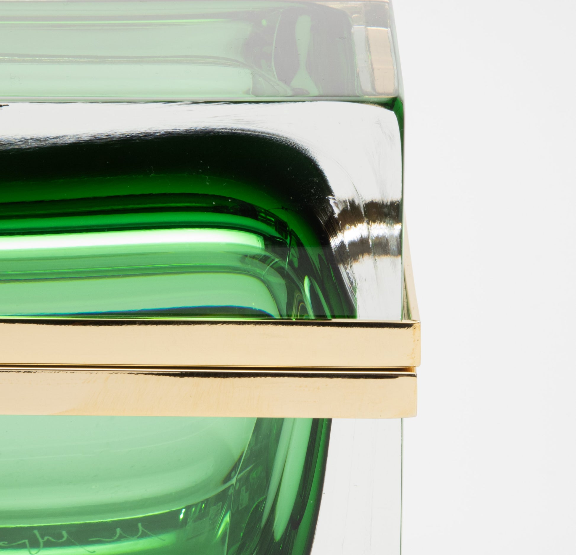 Murano Box in Emerald Green with Brass Fittings