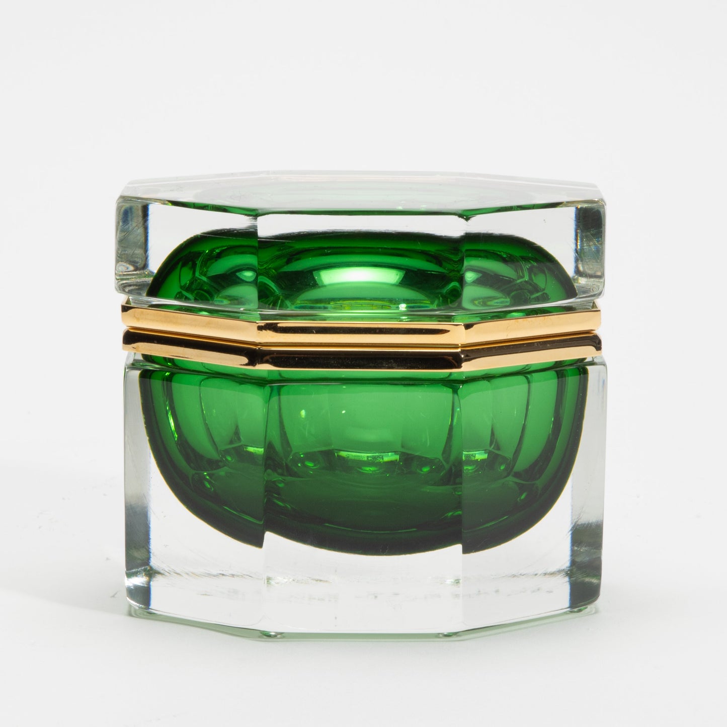 Murano Box in Emerald Green with Brass Fittings