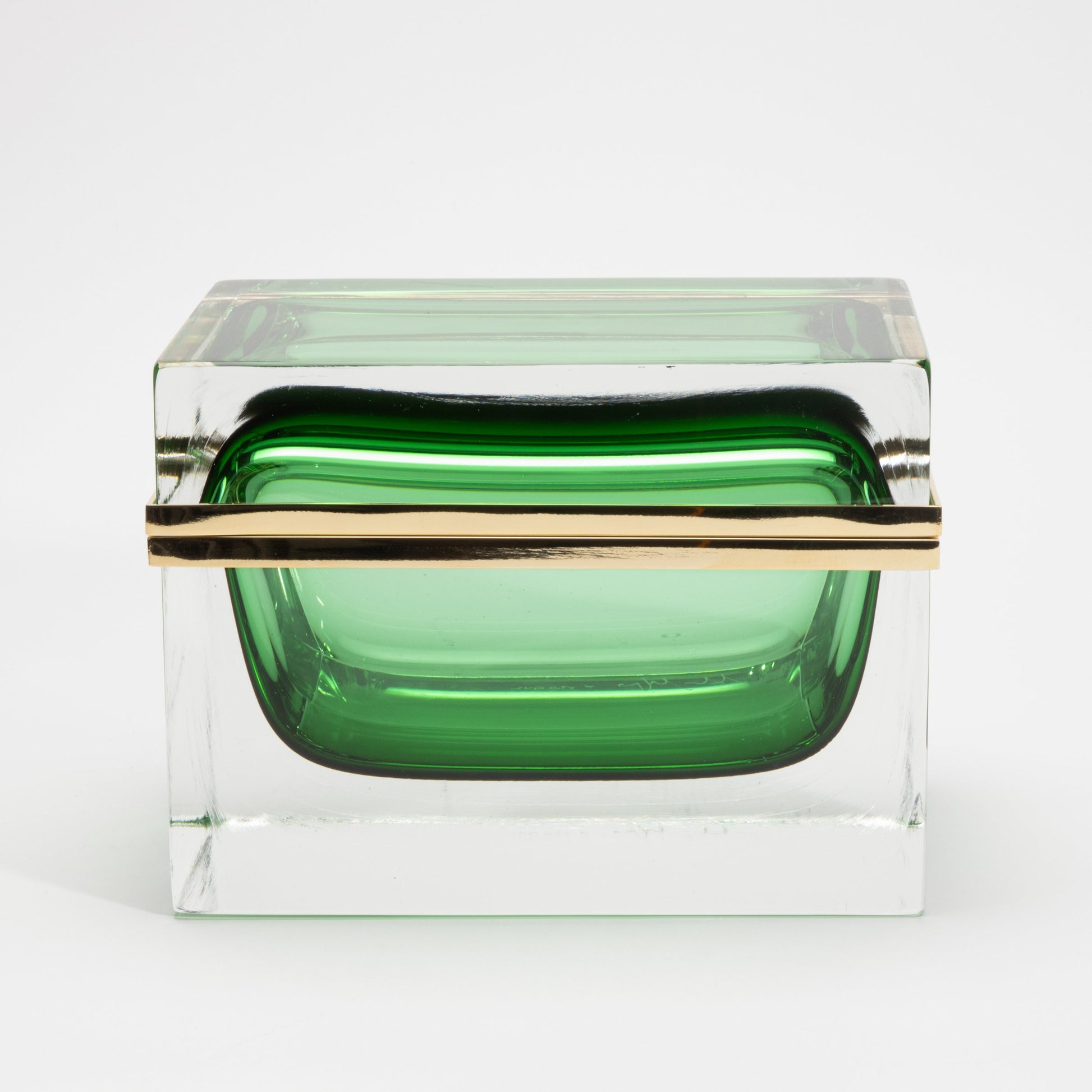 Murano Box in Emerald Green with Brass Fittings