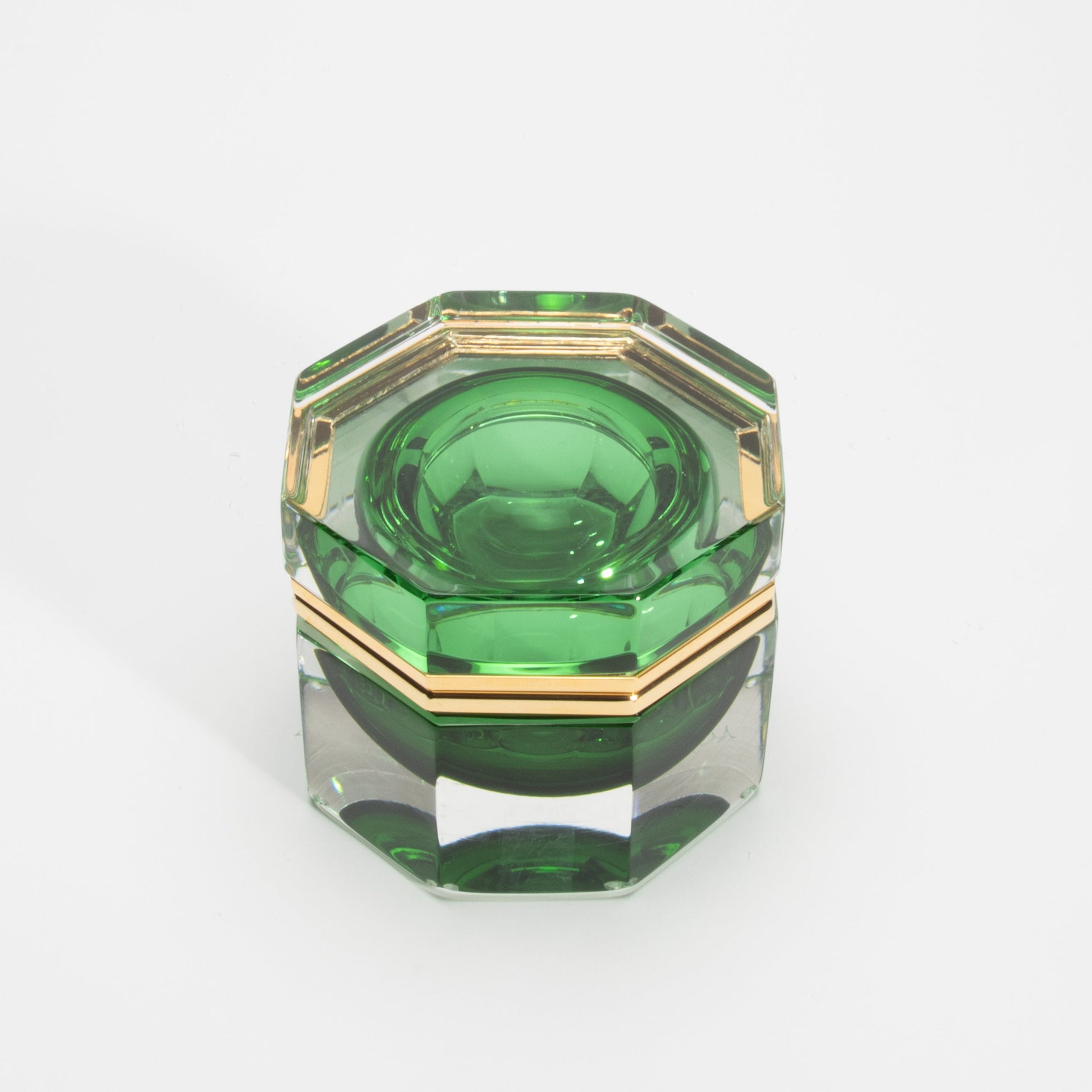 Murano Box in Emerald Green with Brass Fittings