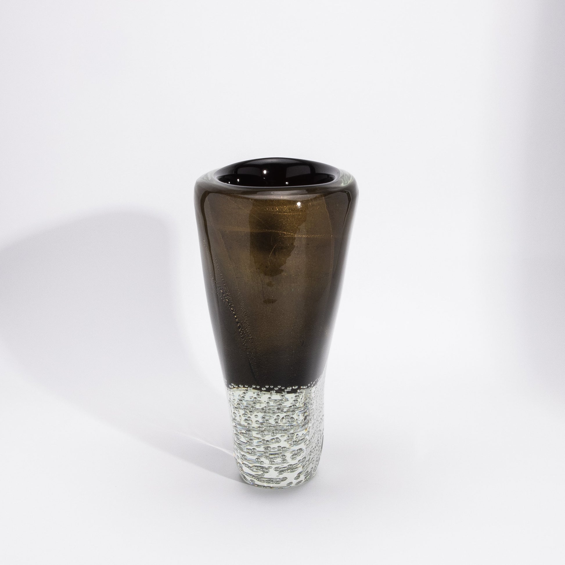 Murano Vase in Black / Clear with 24-karat Gold Flecks and Bubbles