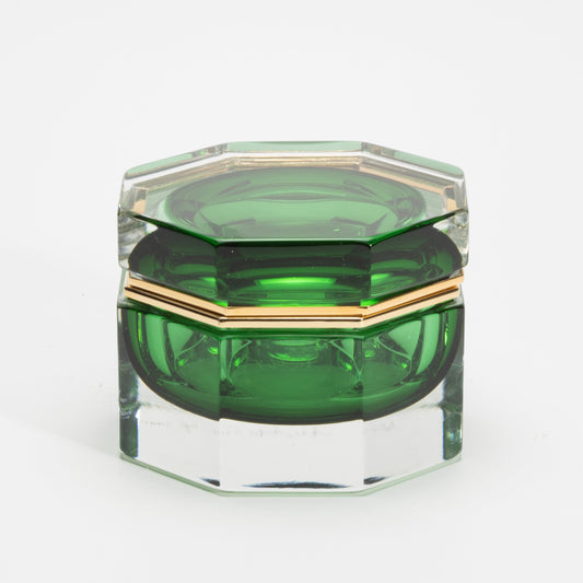 Murano Box in Emerald Green with Brass Fittings