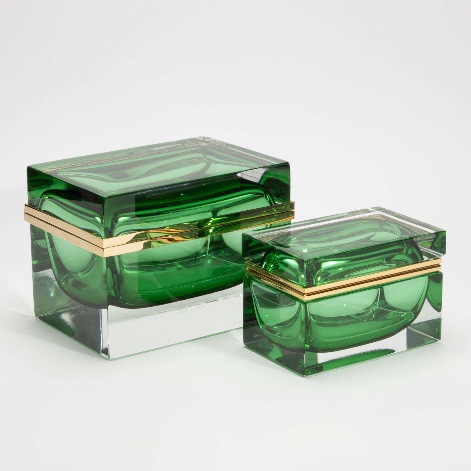 Murano Box in Emerald Green with Brass Fittings