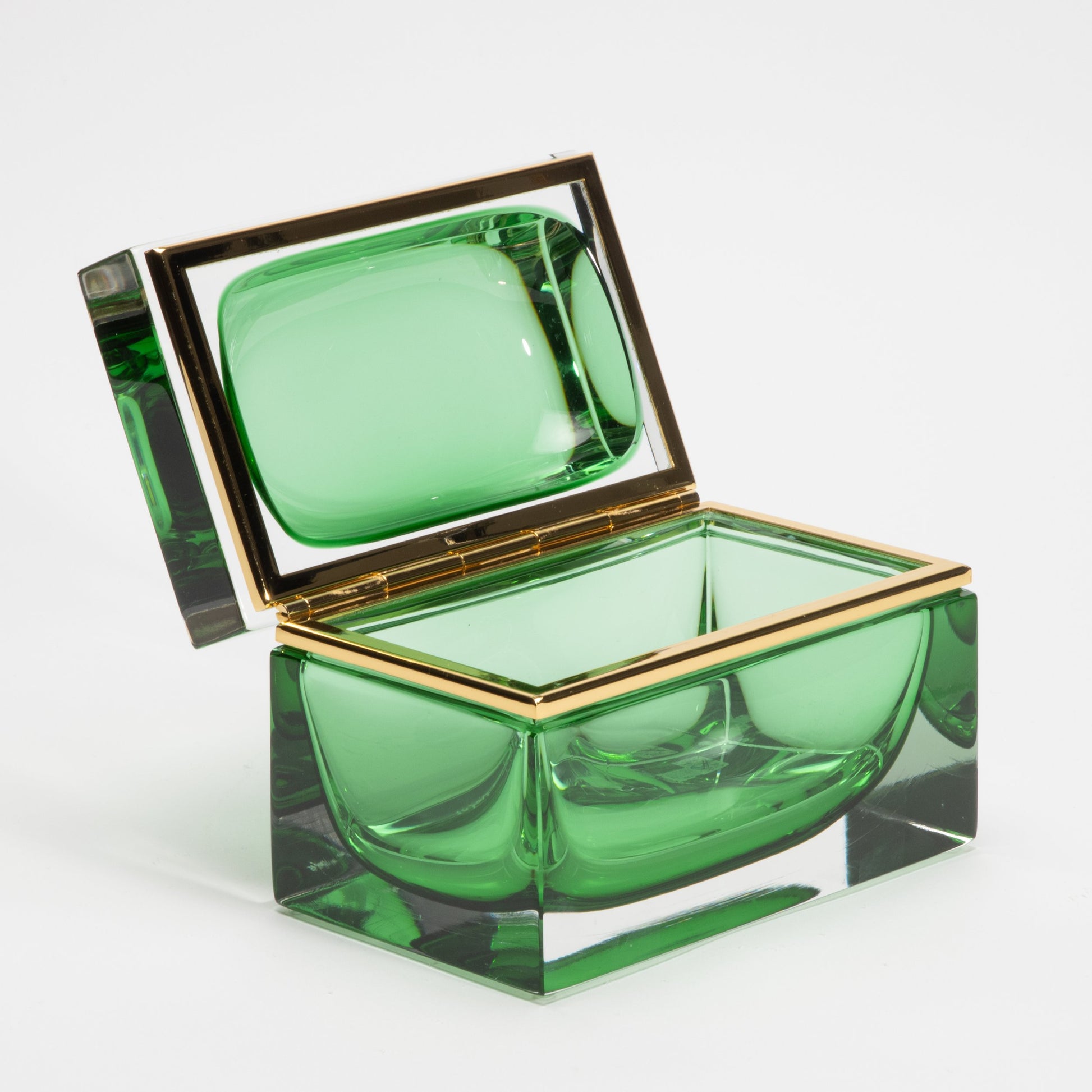 Murano Giant Box in Emerald Green with Brass Fittings