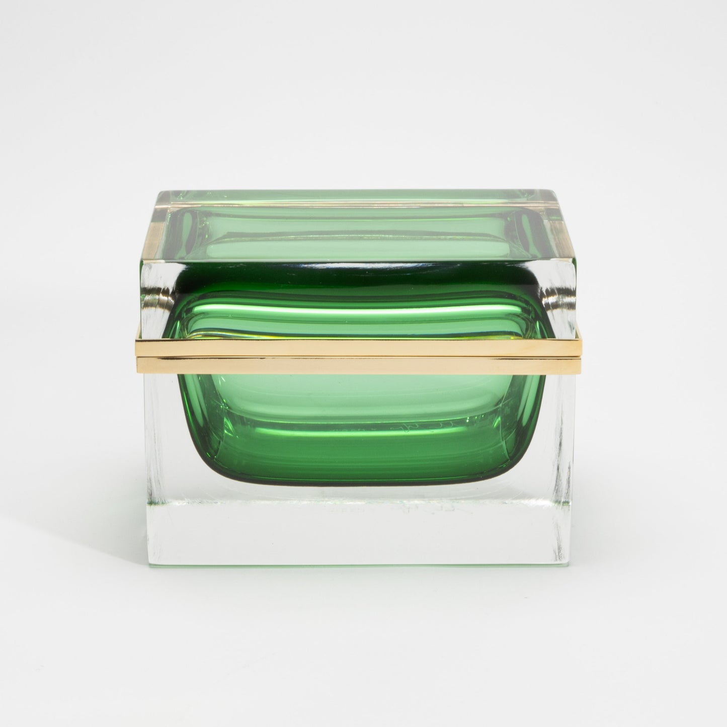 Murano Box in Emerald Green with Brass Fittings