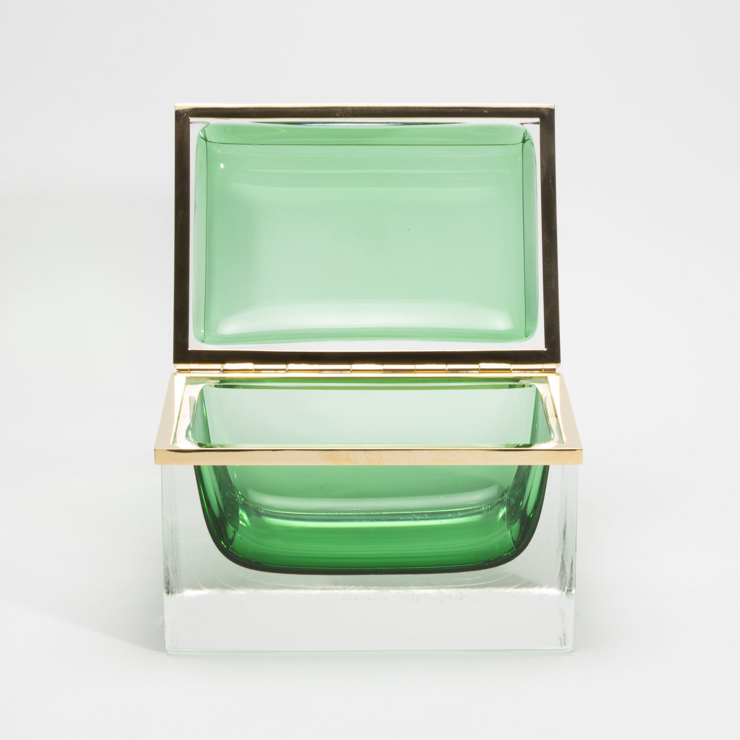 Murano Box in Emerald Green with Brass Fittings