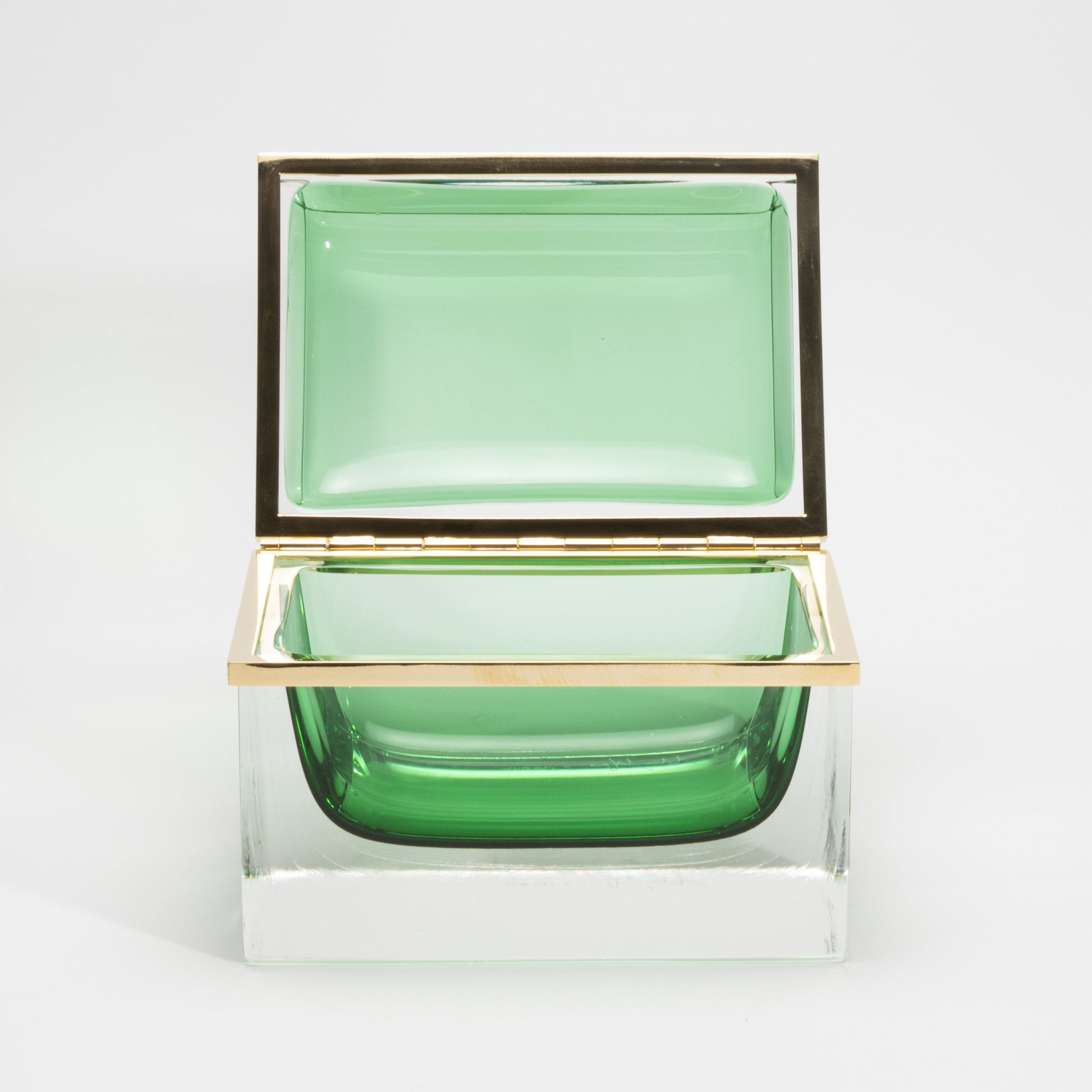 Murano Box in Emerald Green with Brass Fittings