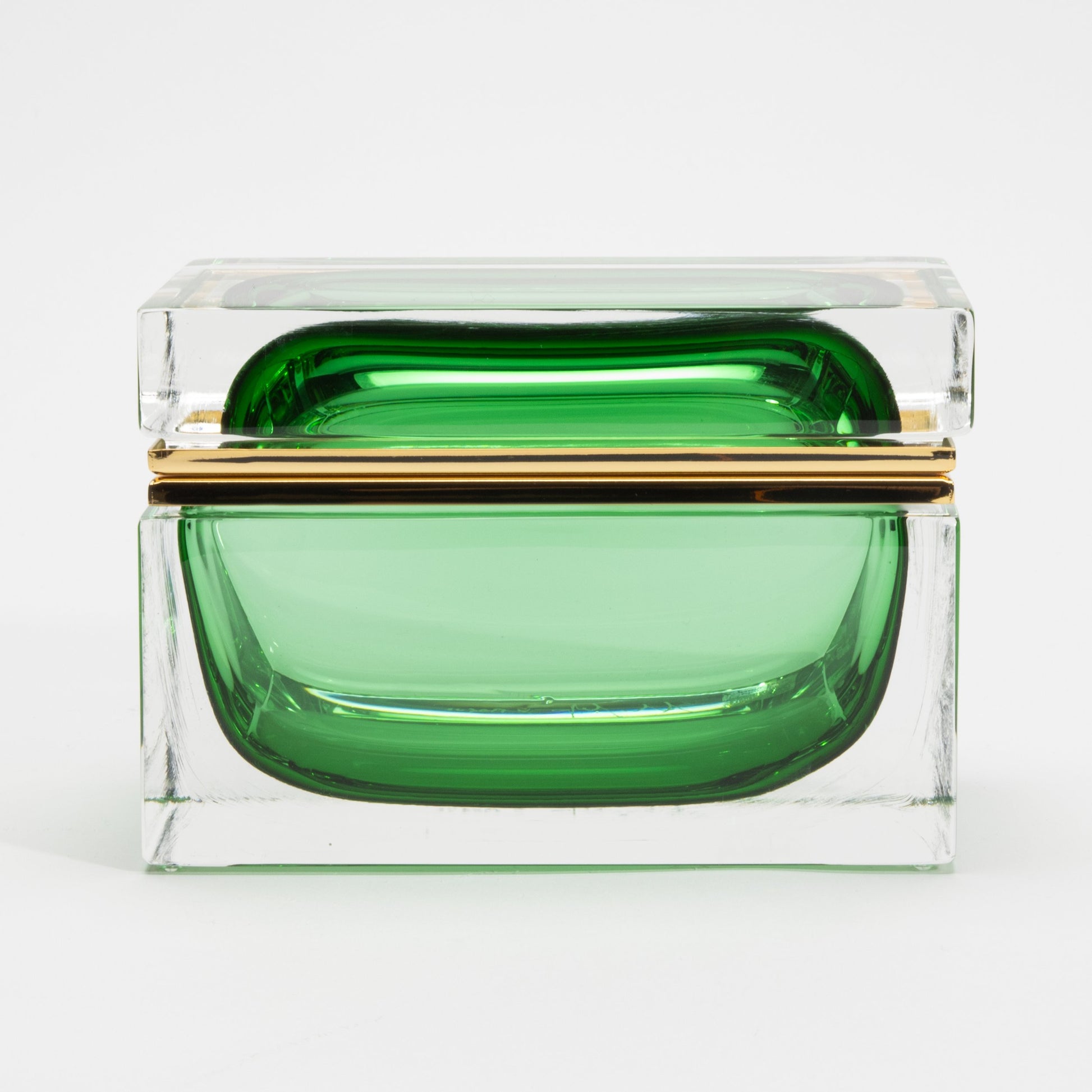 Murano Giant Box in Emerald Green with Brass Fittings