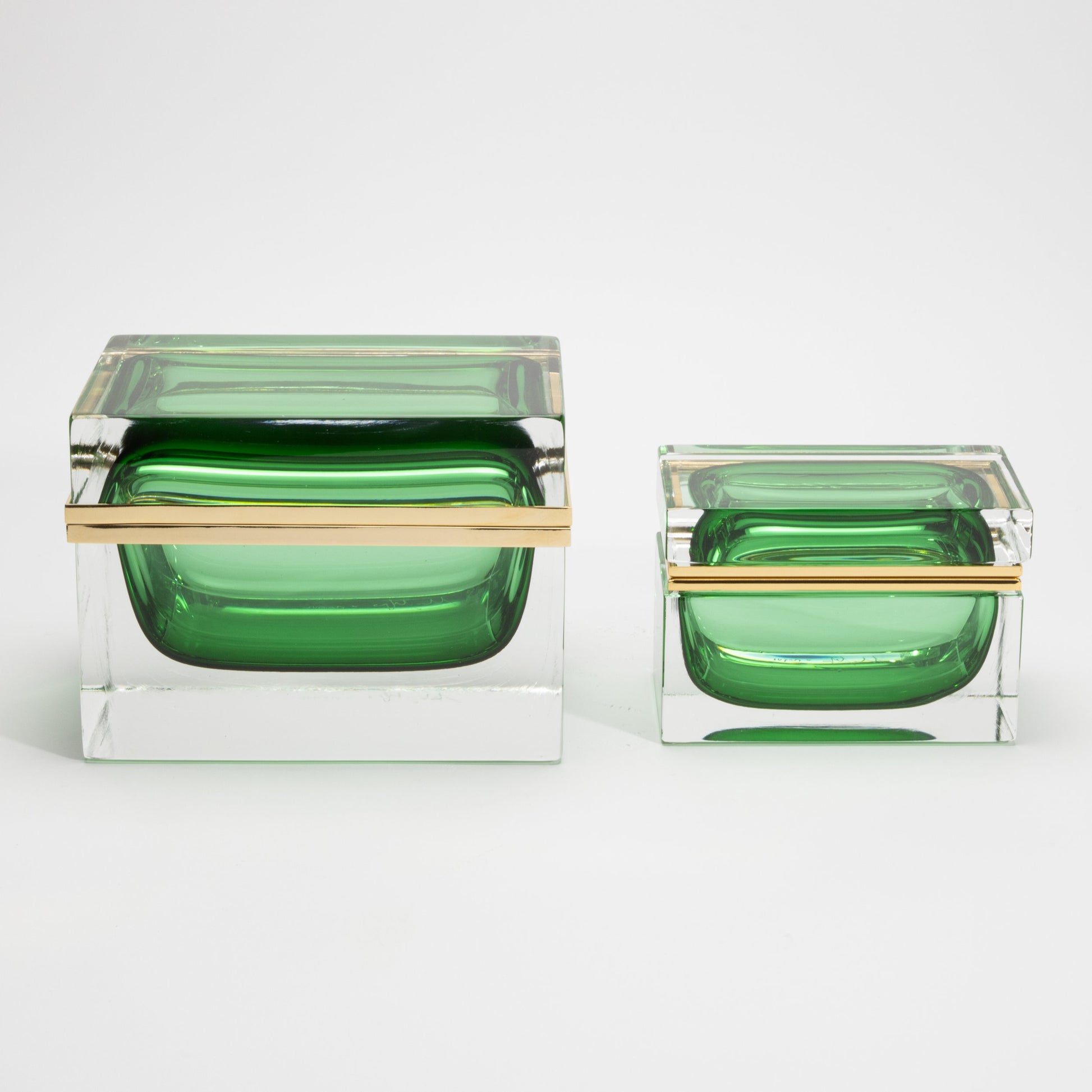 Murano Box in Emerald Green with Brass Fittings