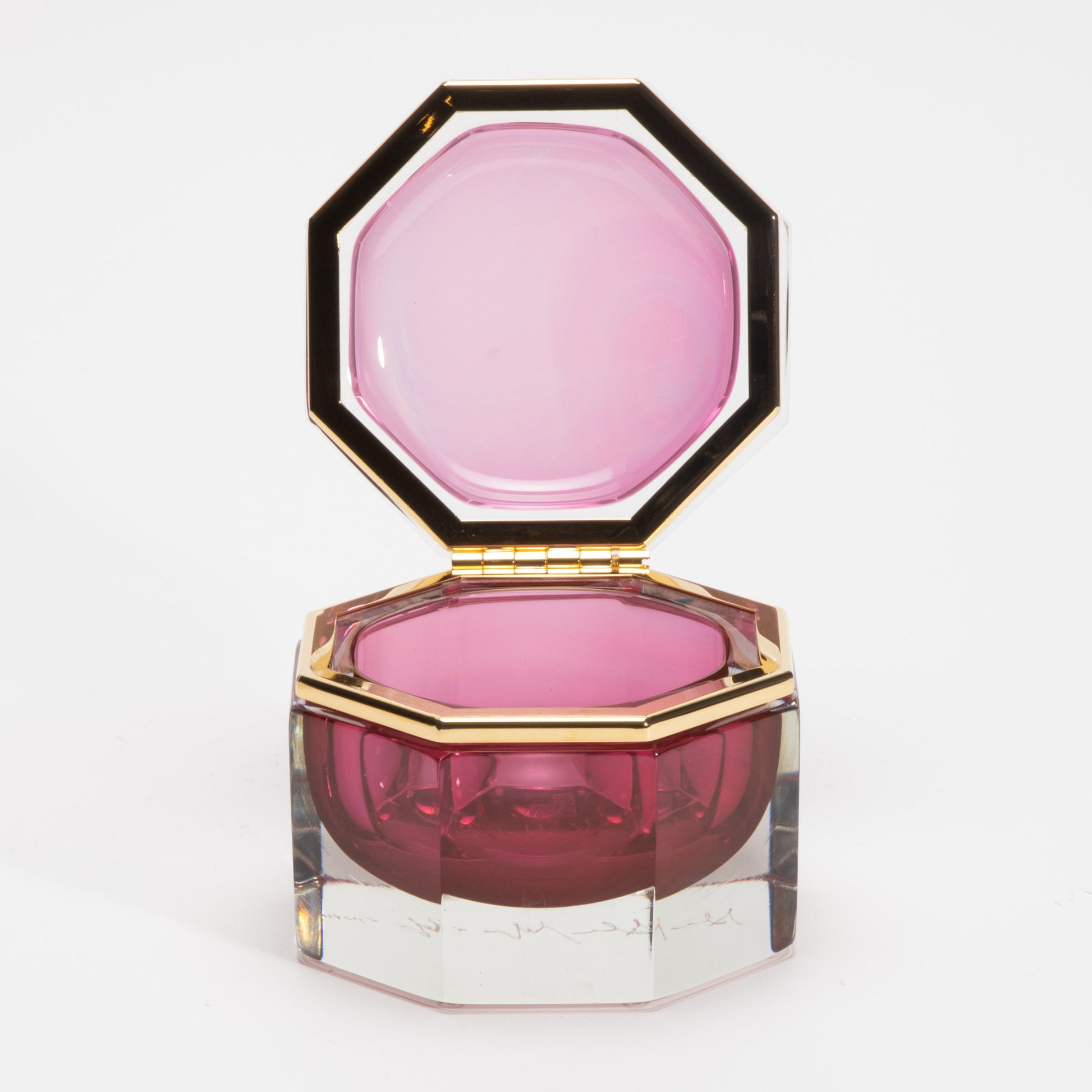 Murano Box in Ruby with Brass Fittings