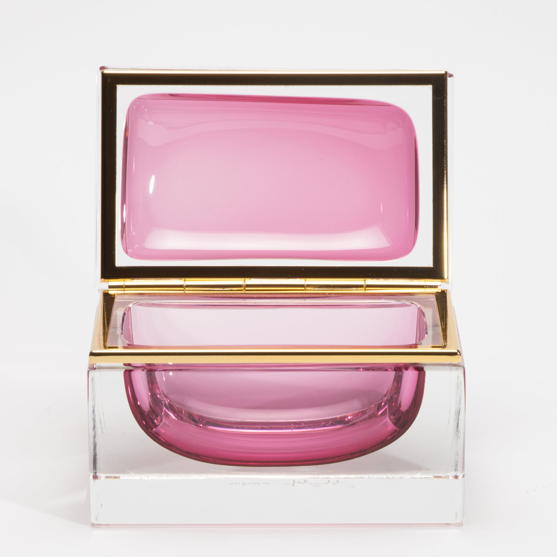 Murano Box in Ruby with Brass Fittings