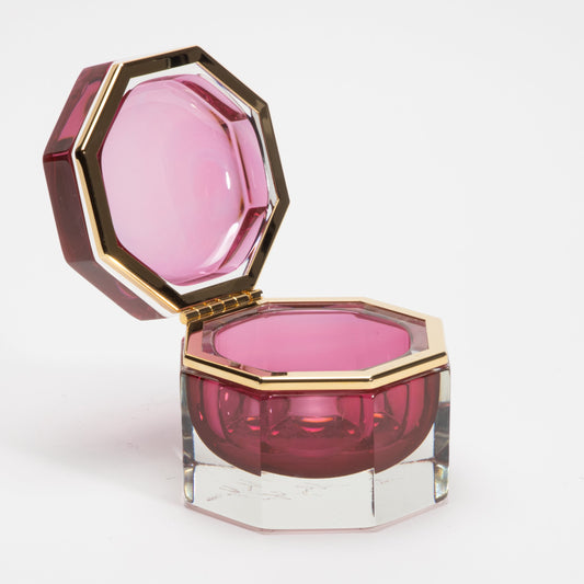 Murano Box in Ruby with Brass Fittings