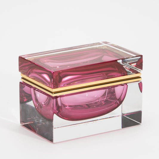 Murano Box in Ruby with Brass Fittings
