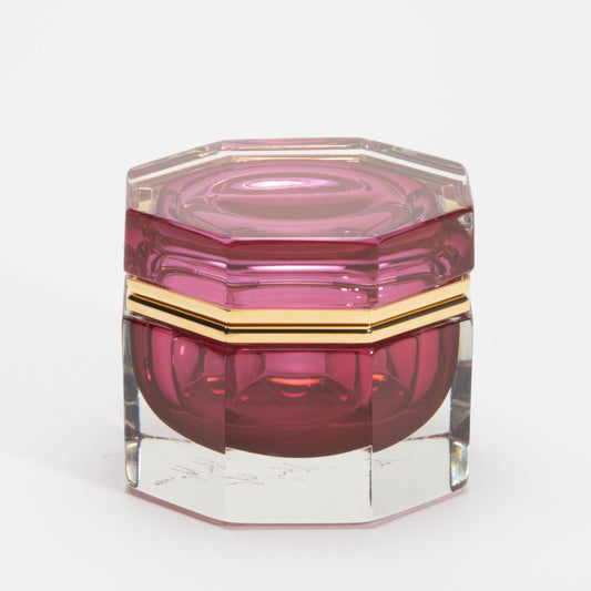 Murano Box in Ruby with Brass Fittings