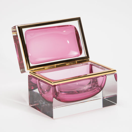 Murano Box in Ruby with Brass Fittings