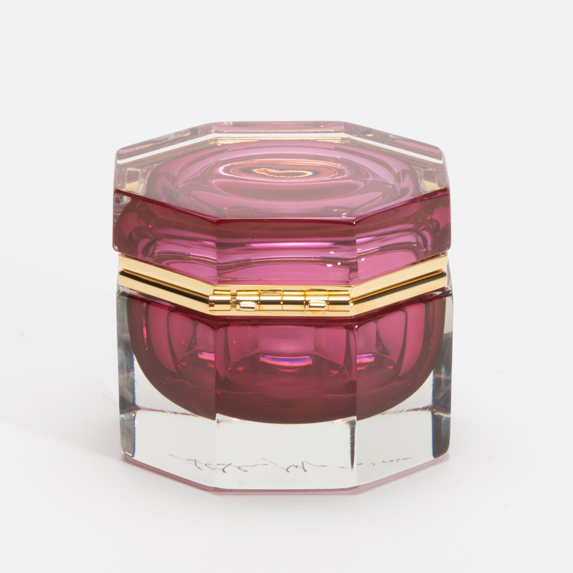 Murano Box in Ruby with Brass Fittings