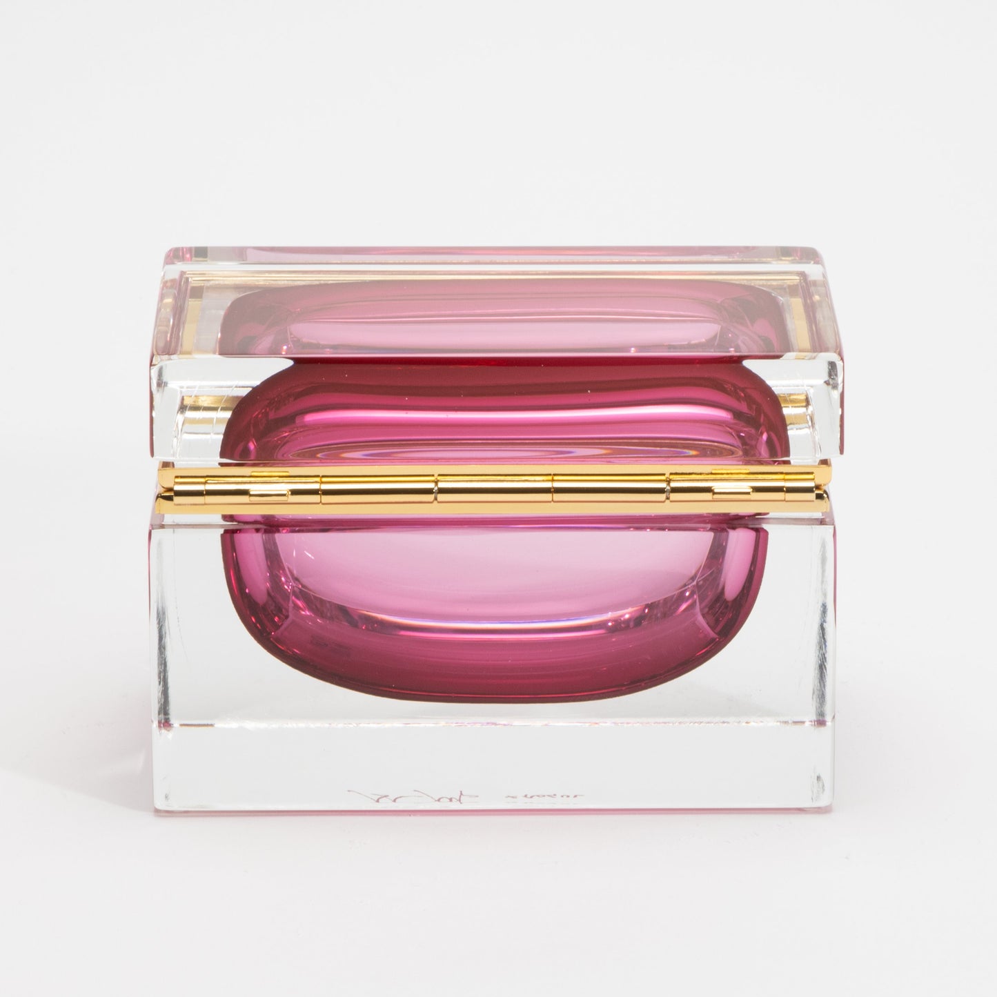 Murano Box in Ruby with Brass Fittings