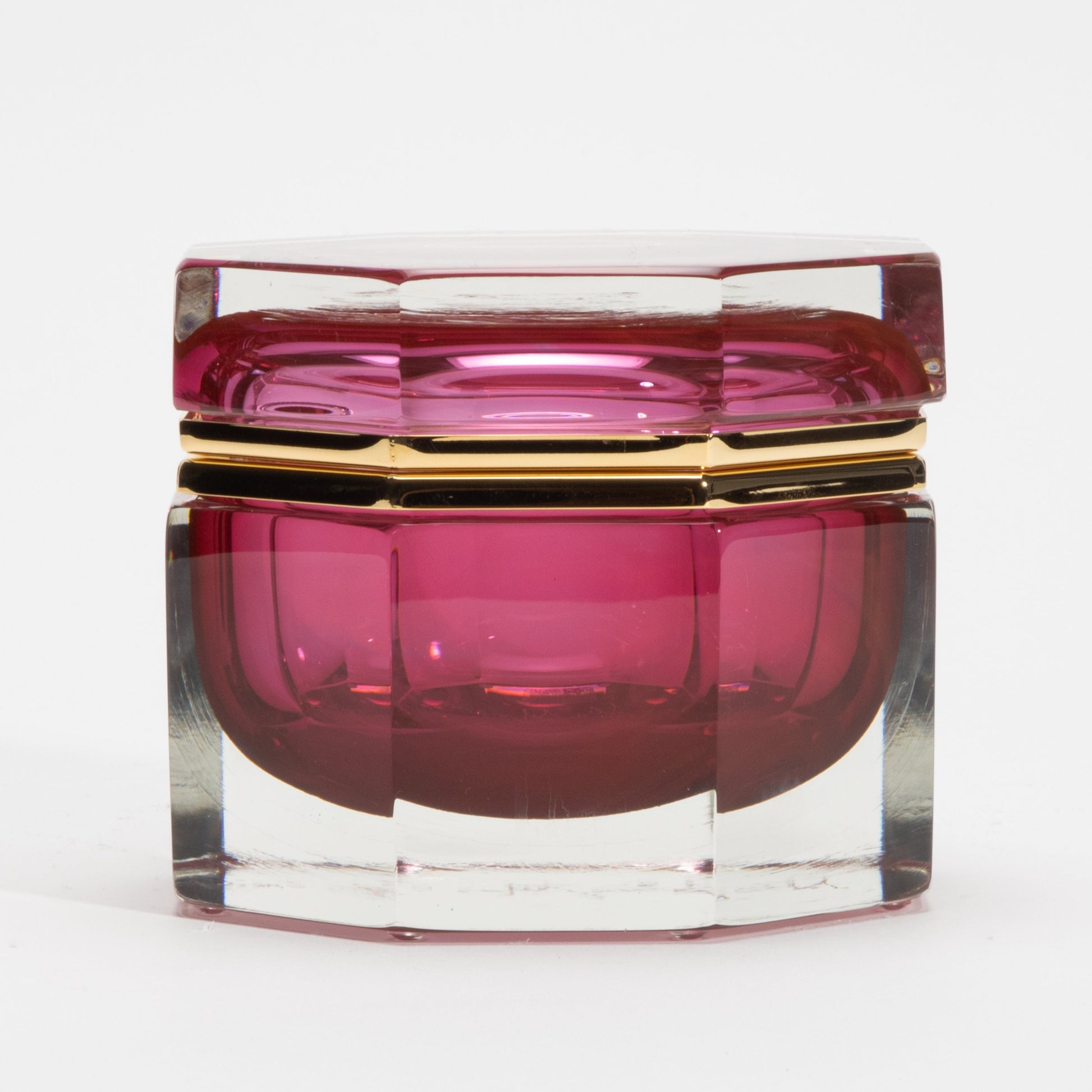 Murano Box in Ruby with Brass Fittings