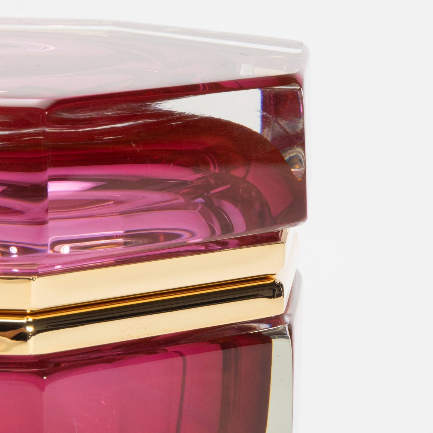 Murano Box in Ruby with Brass Fittings