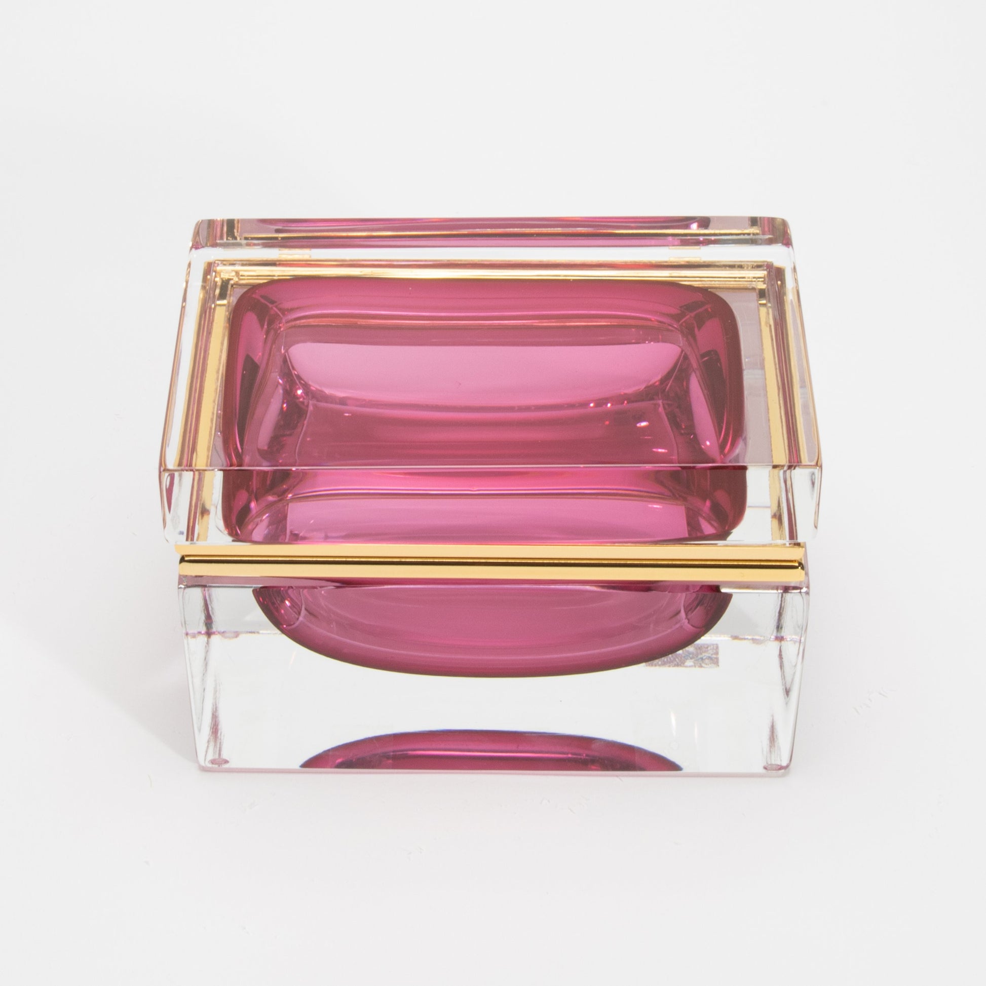 Murano Box in Ruby with Brass Fittings