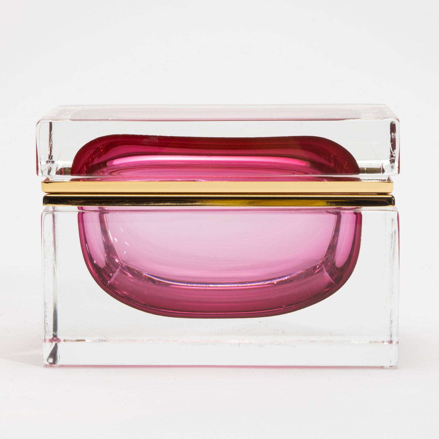 Murano Box in Ruby with Brass Fittings