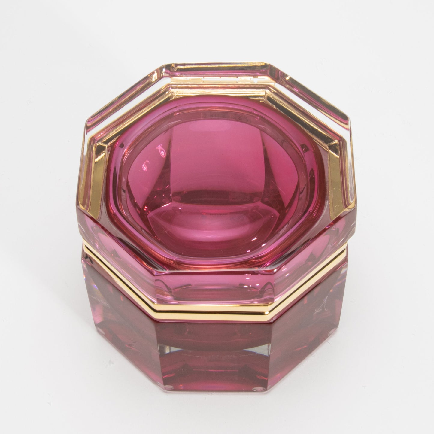 Murano Box in Ruby with Brass Fittings