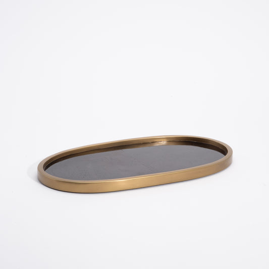 Tray in Blue Shell with Bronze Patina Brass by Kifu Paris
