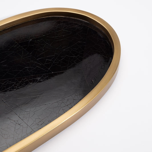 Tray in Blue Shell with Bronze Patina Brass by Kifu Paris