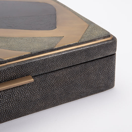 Jewelry Box in Shagreen with Shell and Brass Details by Kifu Paris