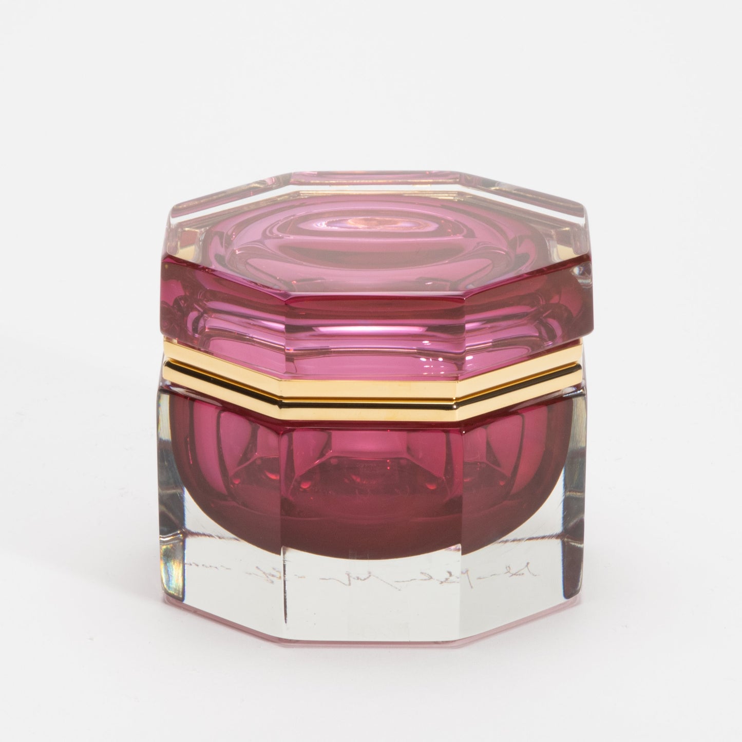 Murano Box in Ruby with Brass Fittings