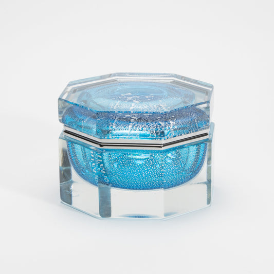 Murano Box in Aqua Blue with Silver Flecks and Chrome Fittings