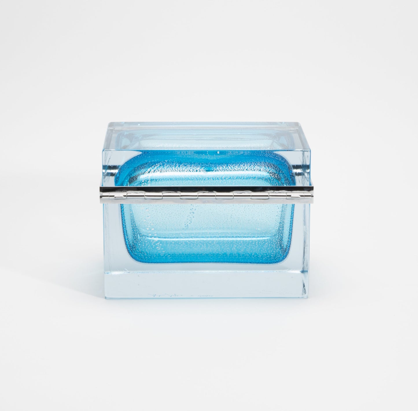 Murano Giant Box in Aqua Blue with Silver Flecks and Chrome Fittings