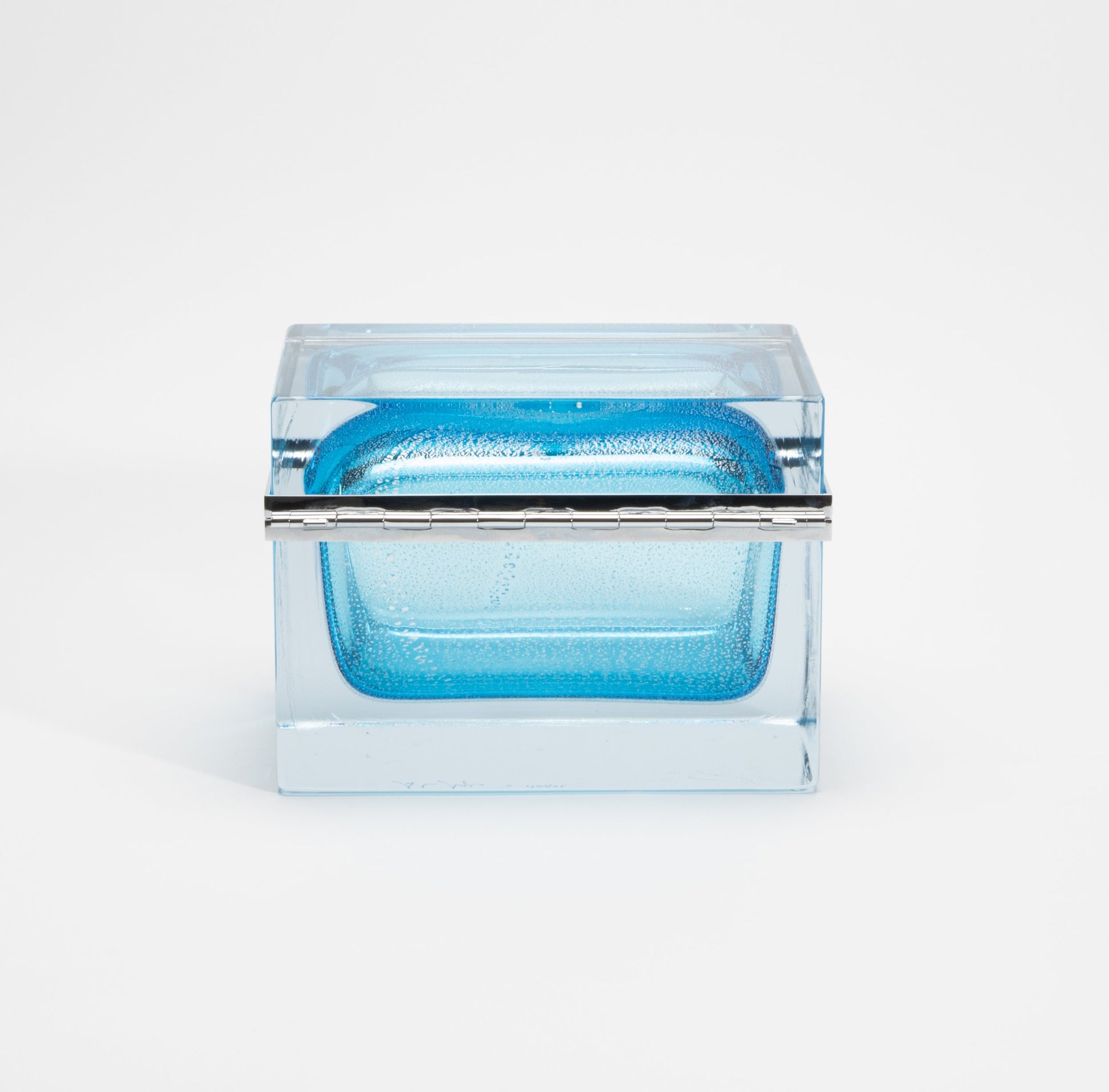 Murano Giant Box in Aqua Blue with Silver Flecks and Chrome Fittings