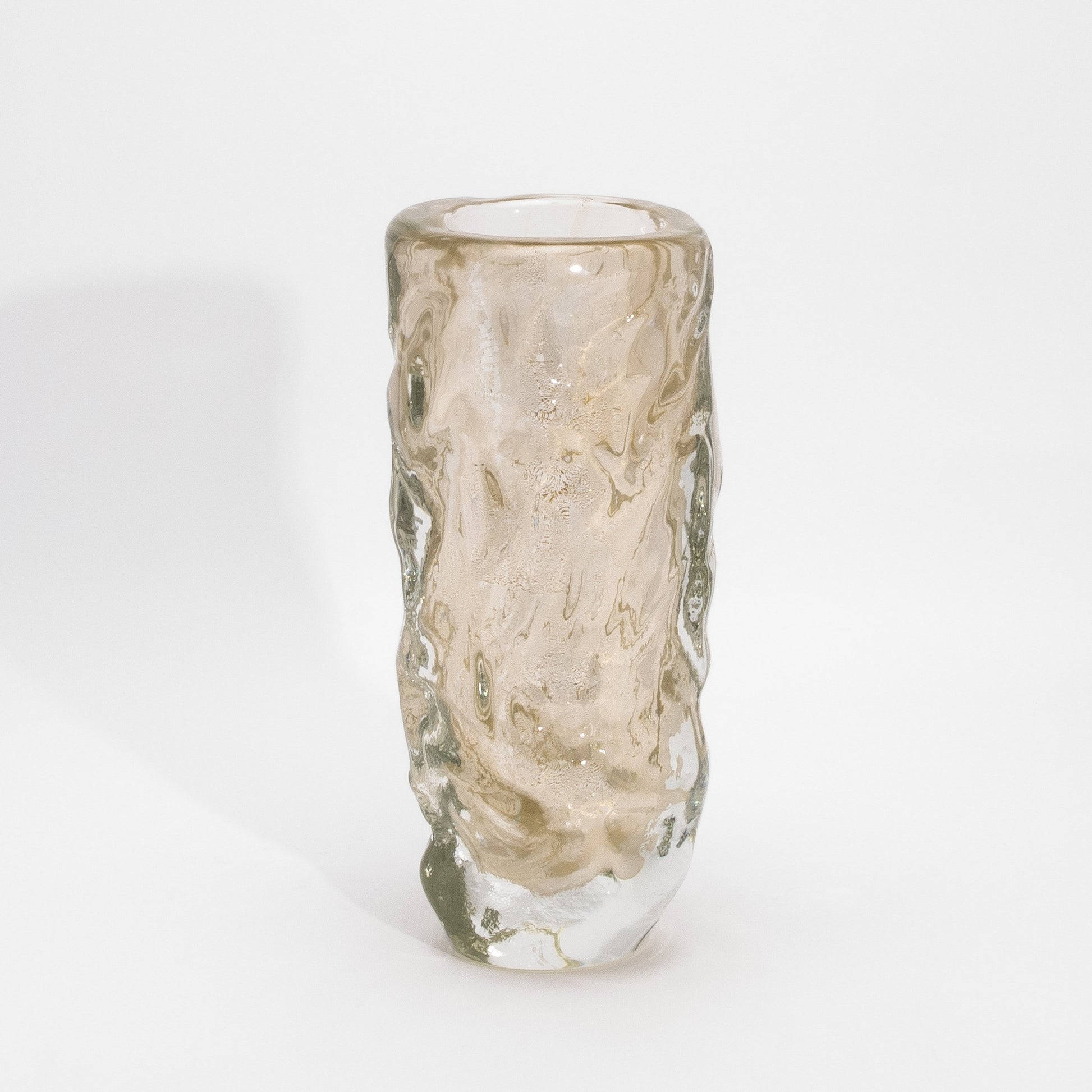 Murano Modern Sculptural Bowl in Clear with 24-karat Gold Flecks