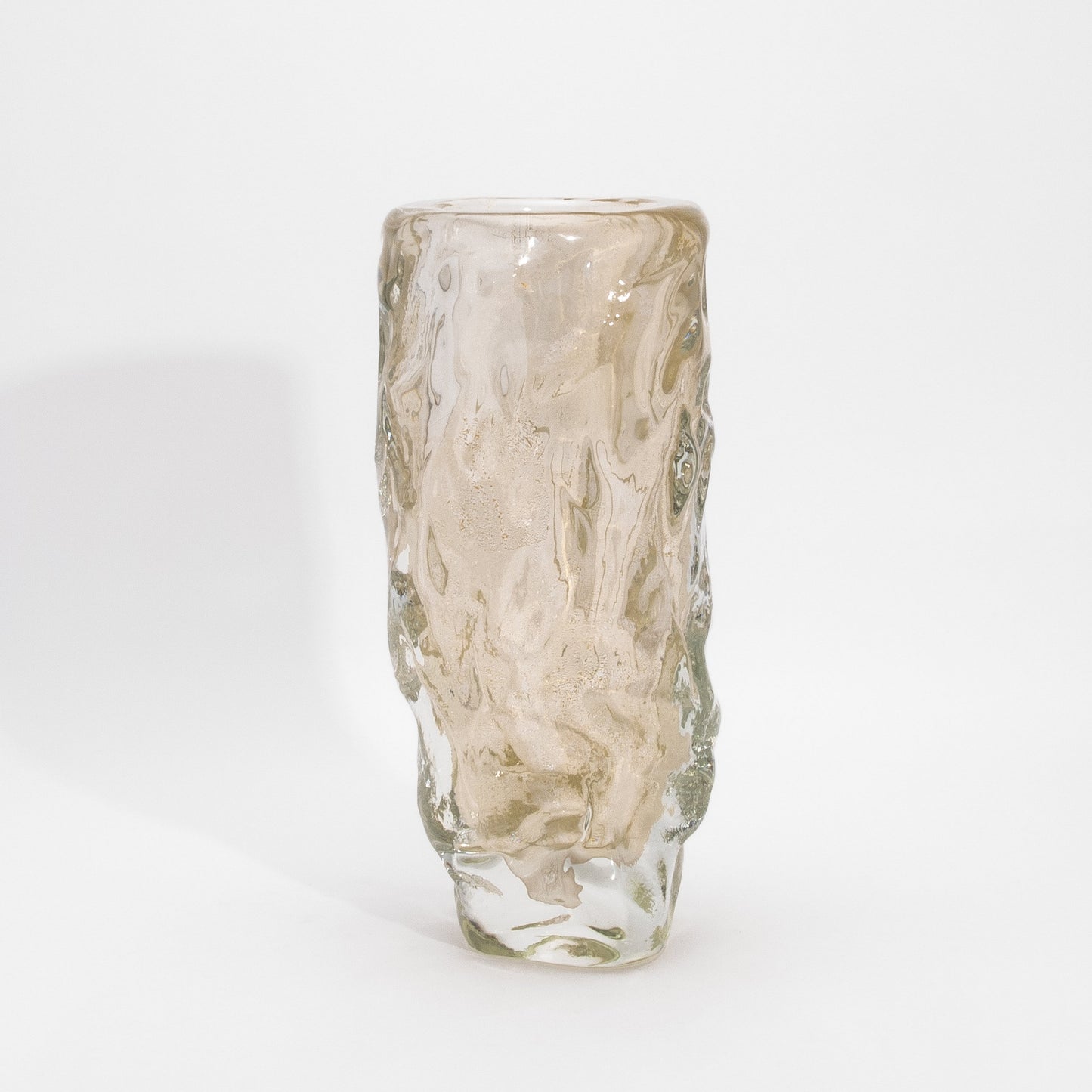 Murano Modern Sculptural Bowl in Clear with 24-karat Gold Flecks