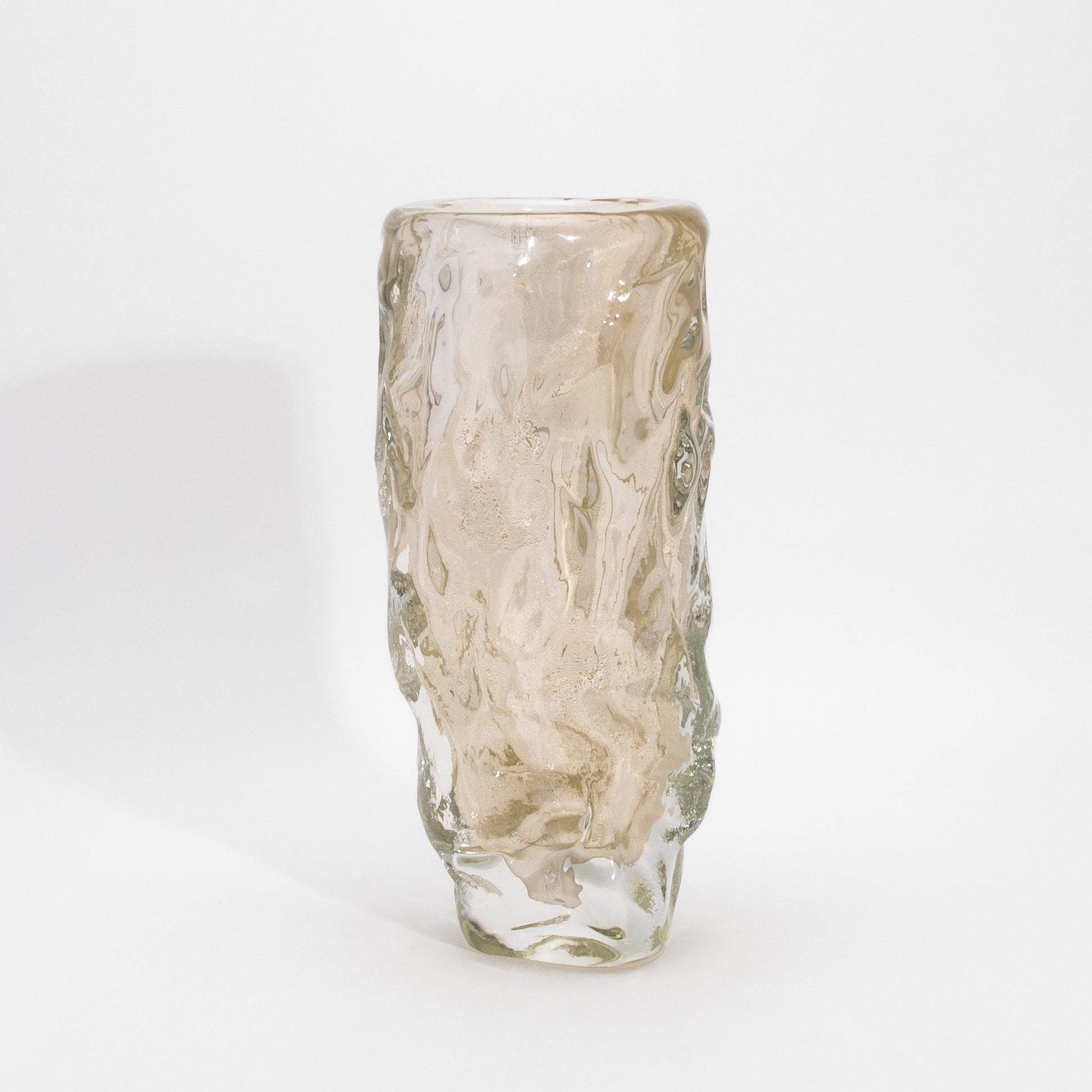 Murano Modern Sculptural Bowl in Clear with 24-karat Gold Flecks